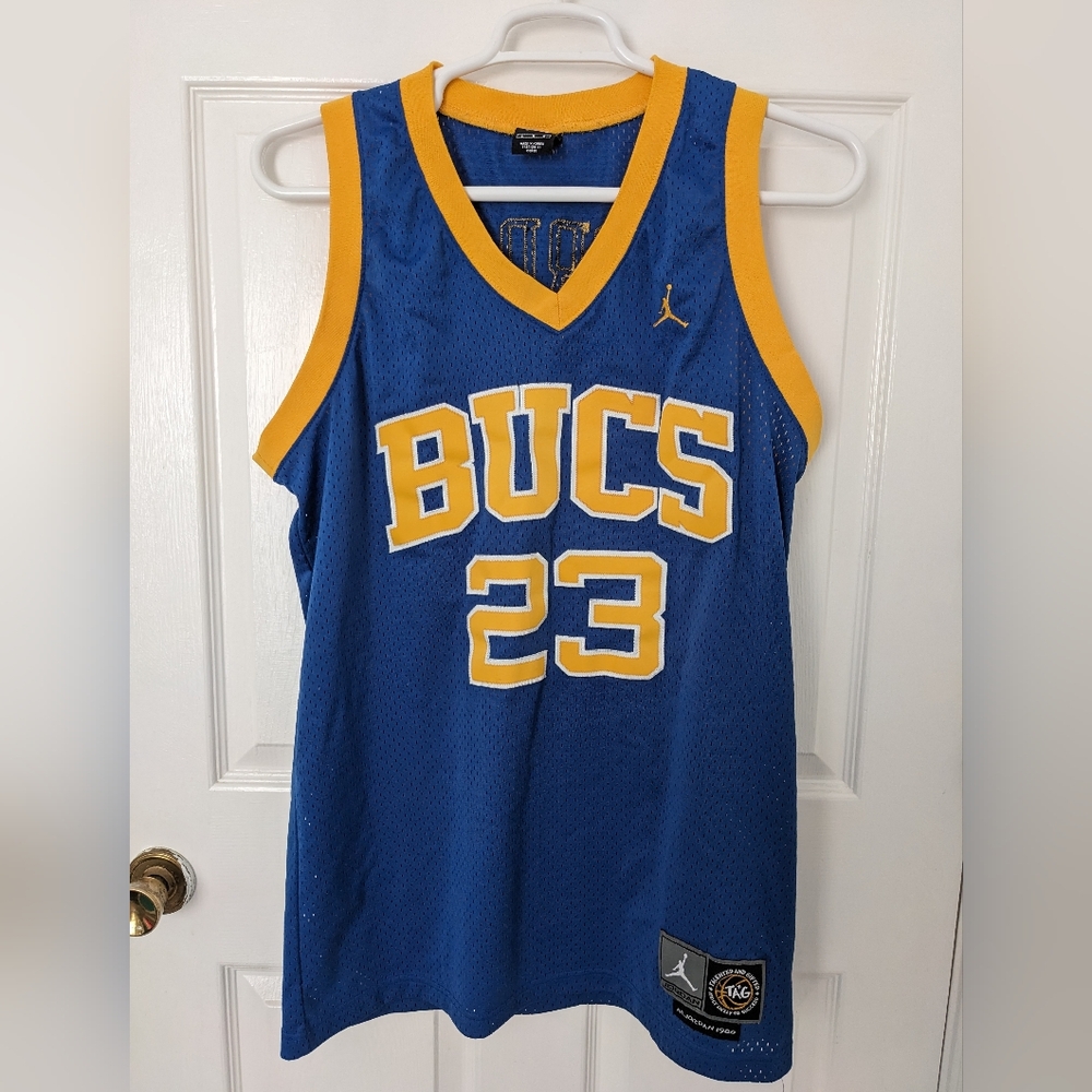 Jordan Blue and Gold Bucs #23 Mesh Basketball Jersey